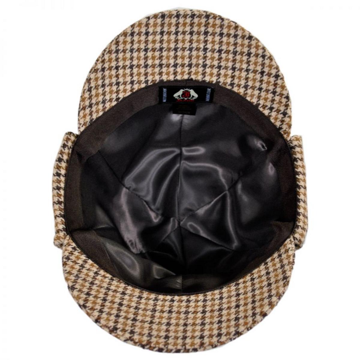Jaxon Hats | Sherlock Holmes Houndstooth Wool Blend Hat | 192395 | under | BROWN