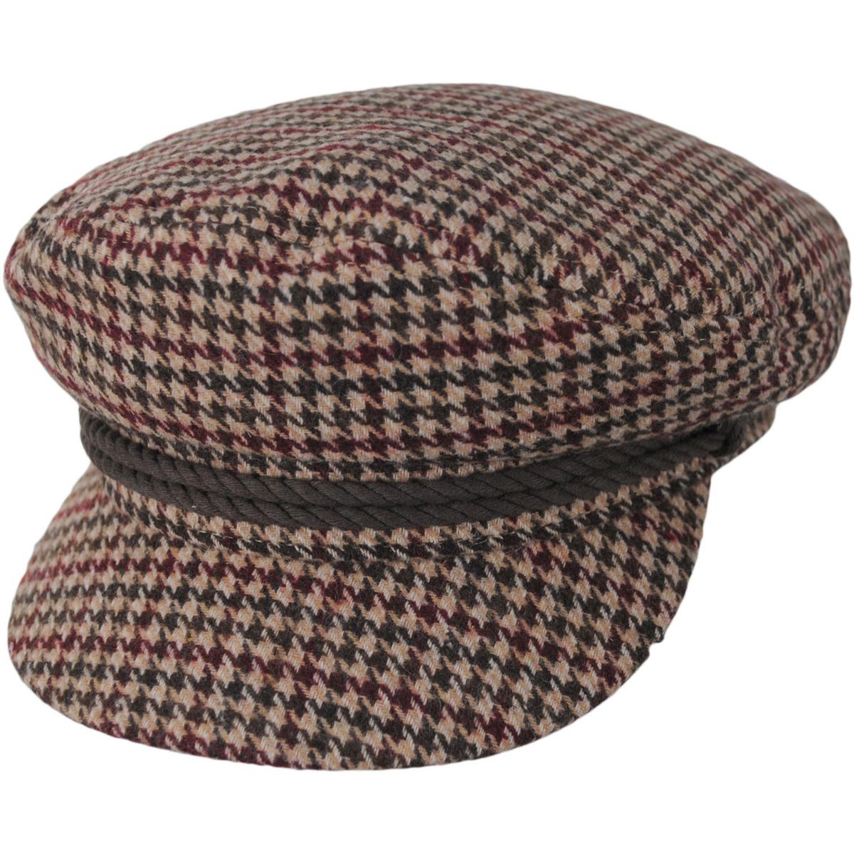 BRIXTON HATS | Wool Blend Houndstooth Fiddler Cap | 181303 | lead | TIGER'S EYE/BROWN