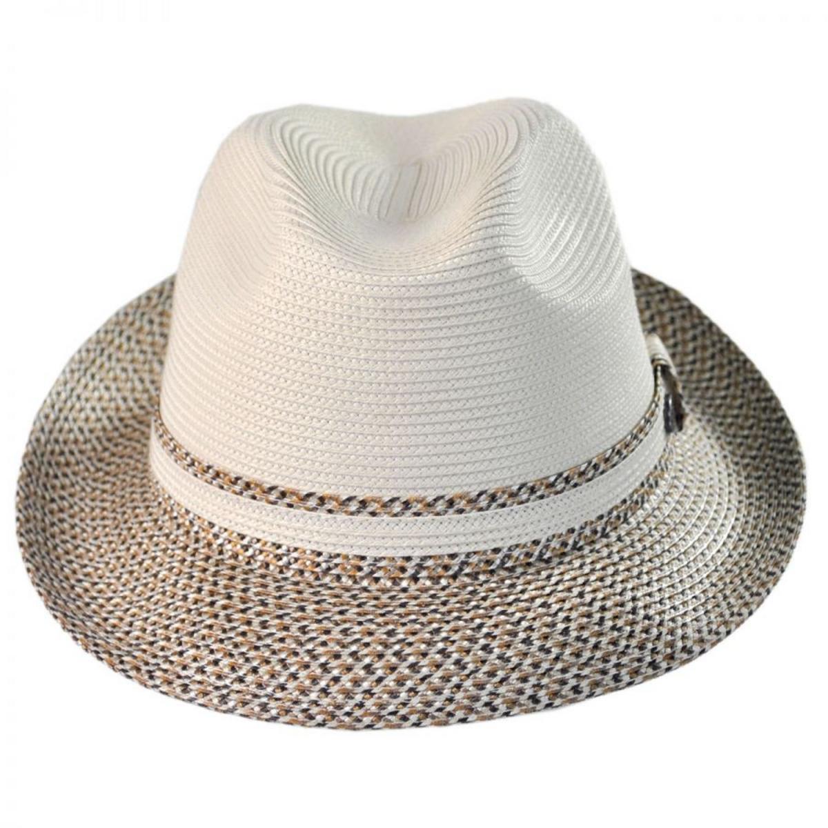 Bailey 1922 | Mannesroe Poly Braid Straw Fedora Hat | 127822 | front | IVORY/ADOBE MULTI