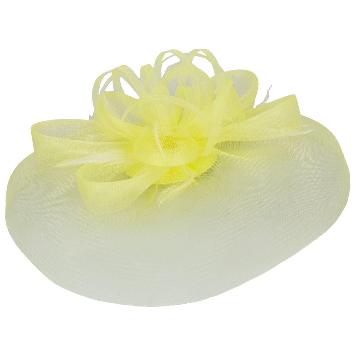 Kathy Jeanne | Firework Horsehair Mesh and Feather Fascinator Hat | 122411 | lead | YELLOW