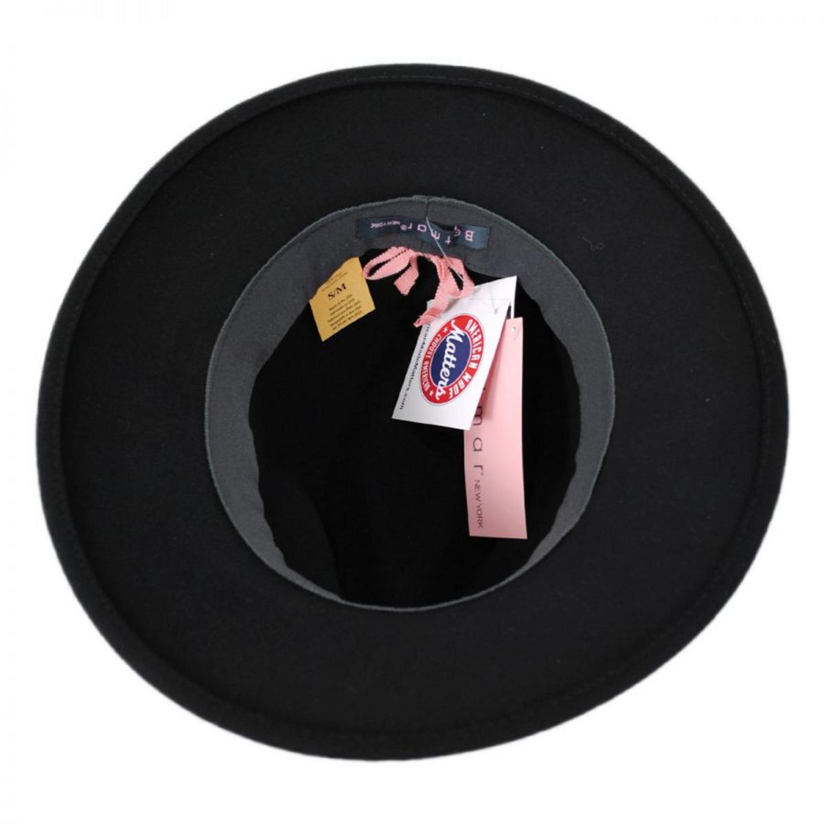 Betmar | Ashland Wool Felt Fedora Hat | 123141 | under | BLACK