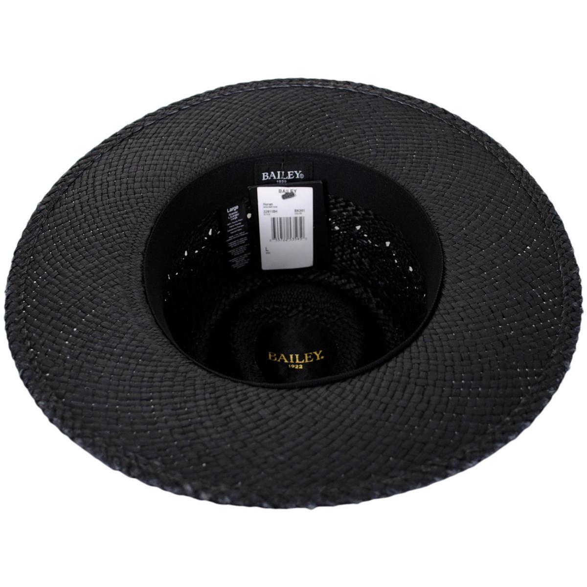 Bailey 1922 | Horan Panama Straw Fedora Hat - Black | 127732BLK | under | BLACK