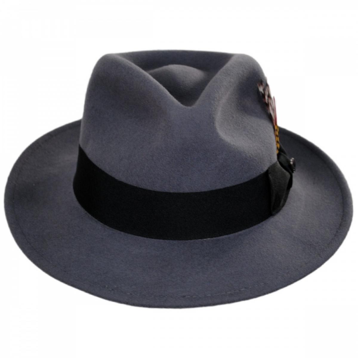 Jaxon Hats | C-Crown Crushable Wool Felt Fedora Hat | 135003 | front | GREY