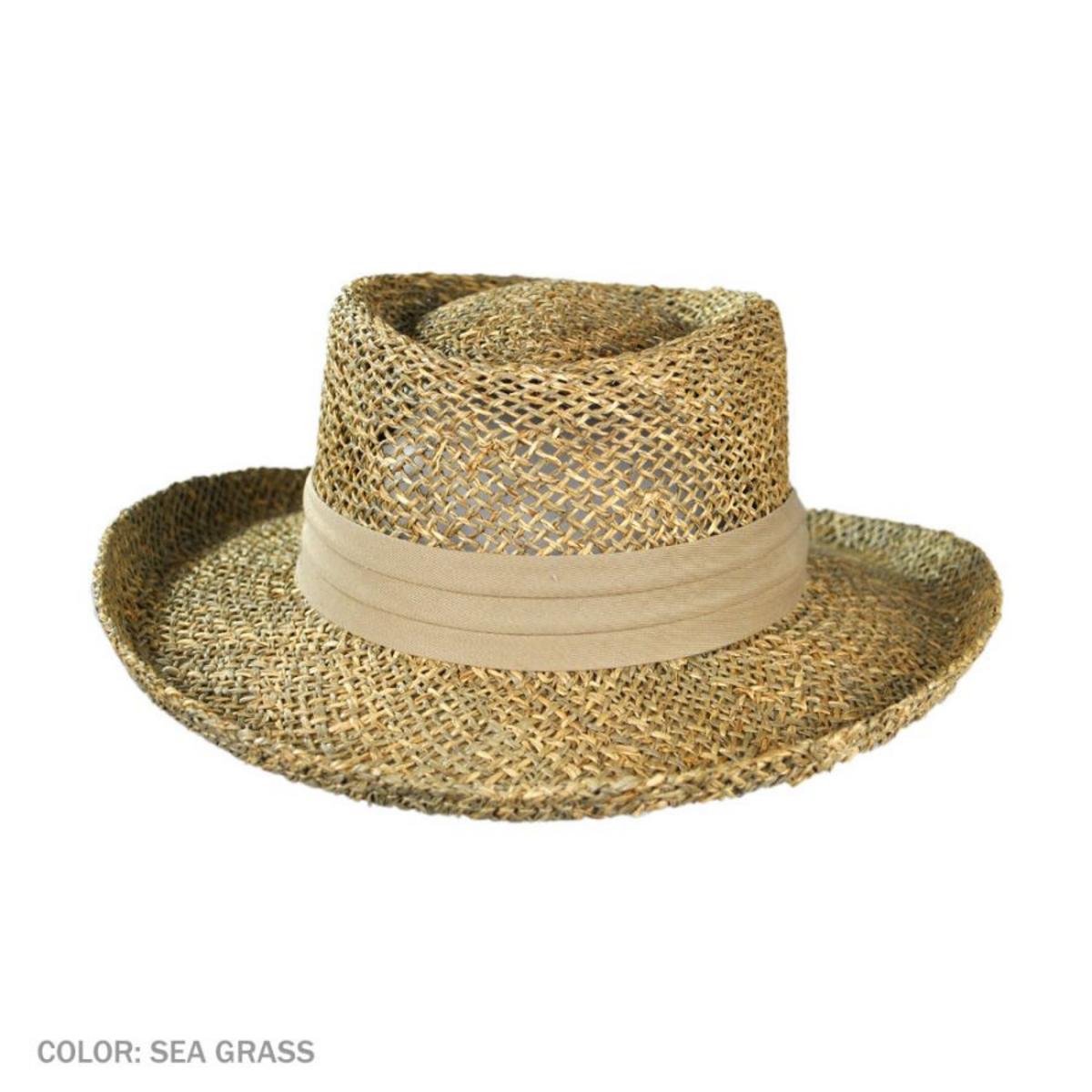 Jaxon Hats | Pebble Beach Seagrass Straw Gambler Hat | 129907 | front | SEAGRASS