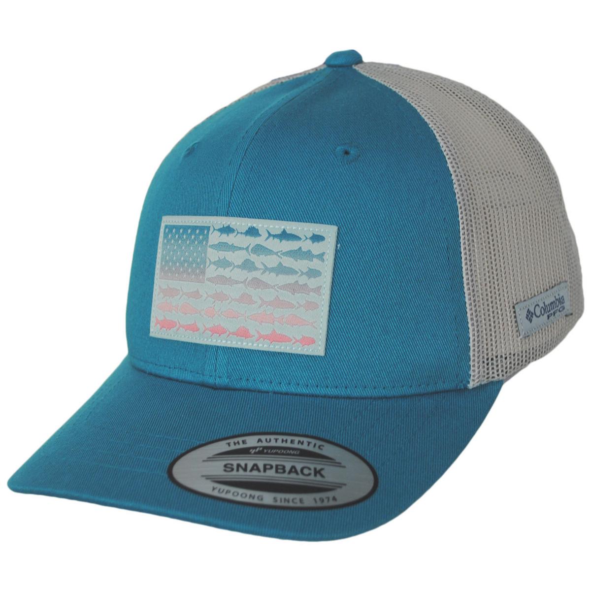 Columbia Sportswear | Kid's PFG Fish Flag Snapback Baseball Cap | 509610 | lead | CANYON BLUE COOL GREY