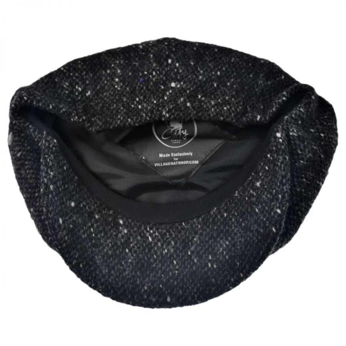 City Sport Caps | Donegal Marl Tweed Wool Newsboy Cap | 175017 | under | BLACK