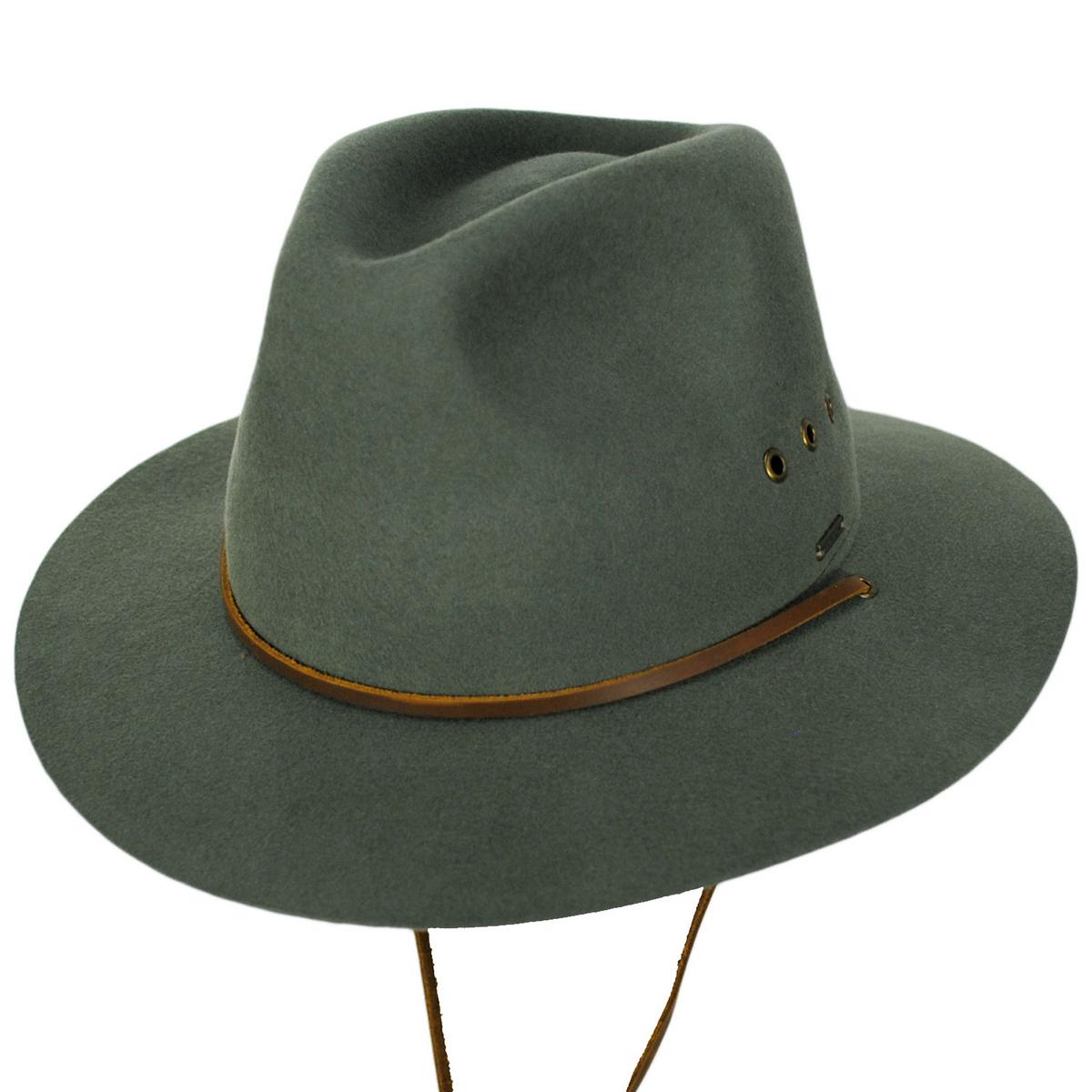 BRIXTON HATS | Wesley Weather Guard Wool Felt Packable Fedora Hat | 135609 | lead | LIGHT MOSS