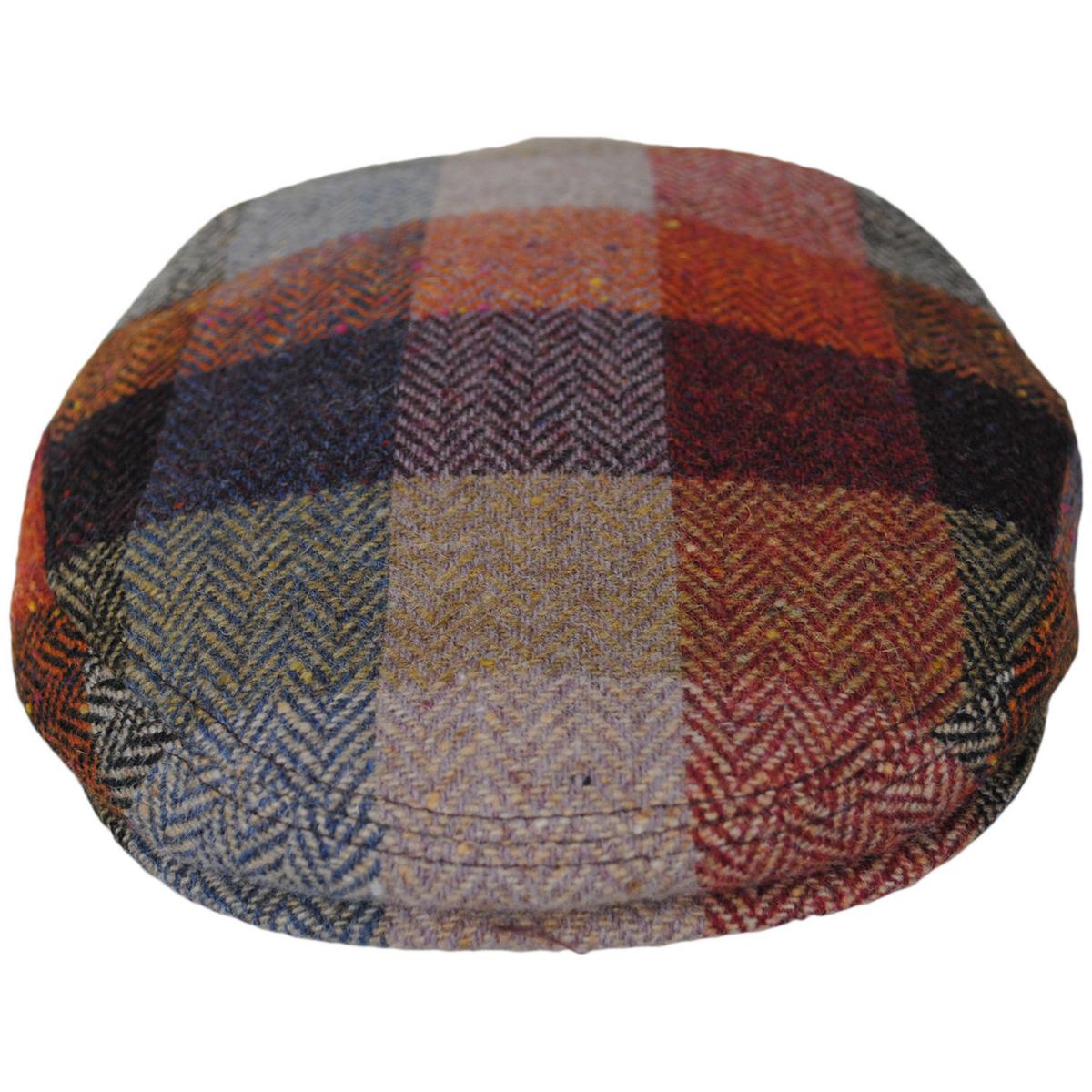 City Sport Caps | Herringbone Squares Donegal Tweed Wool Ivy Cap - FW23 | 175022FW23 | front | TAN