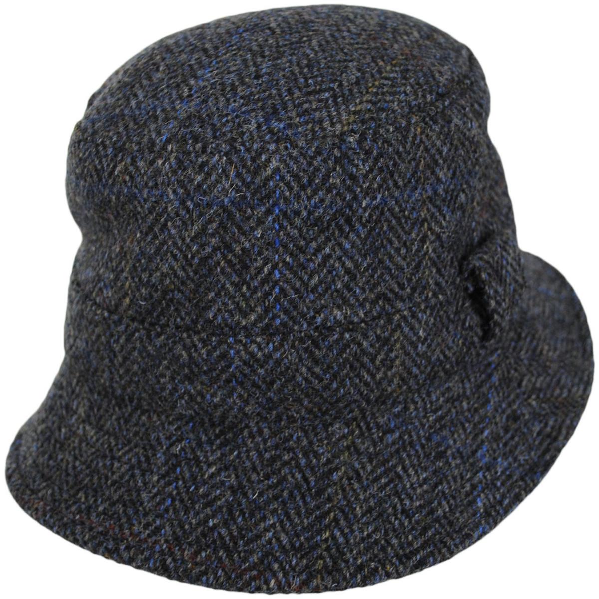 Failsworth | Grouse Harris Tweed Wool Overcheck Herringbone Bucket Hat | 185350 | lead | GRAY