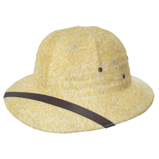 Village Hat Shop | Wholesale Toyo Straw Pith Helmet B2B Pre-Pack | B2B128800 | lead | TAN/WHITE