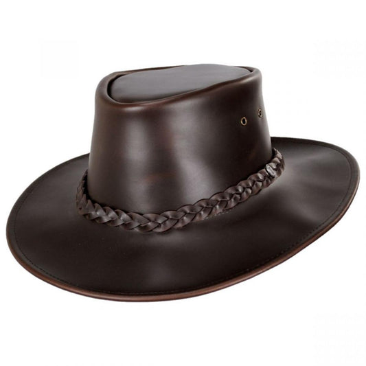 Jaxon Hats | Crusher Leather Outback Hat | 147202 | lead | BROWN