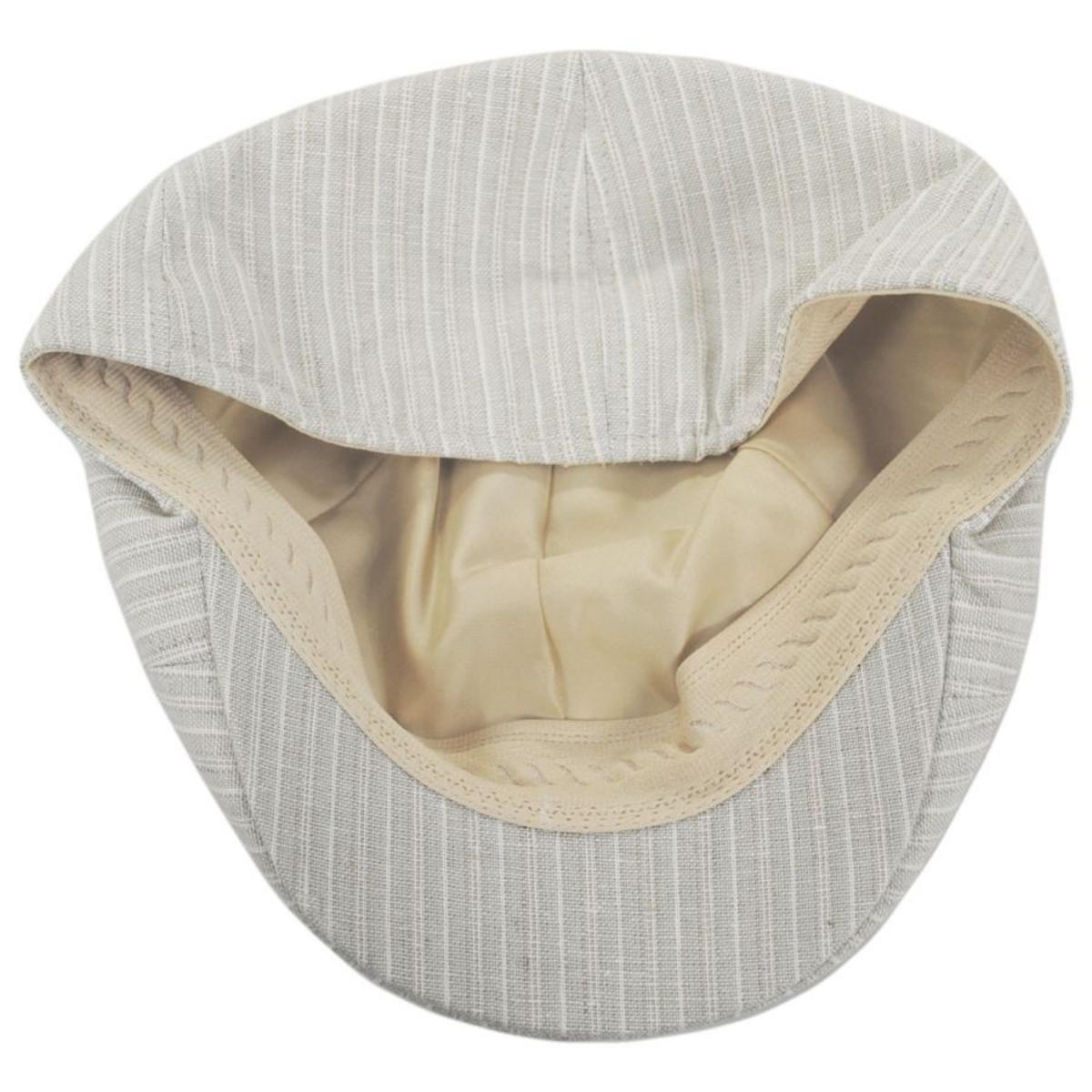 Bigalli | Striped Linen and Cotton Duckbill Ivy Cap | 161810 | under | BEIGE