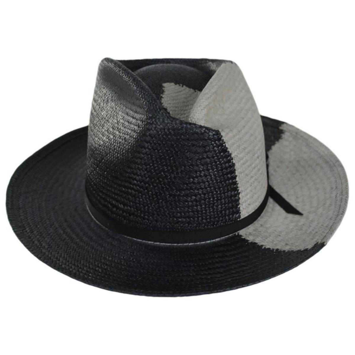 Bailey 1922 | Boreal Panama Straw Fedora Hat | 127735 | front | BLACK/ASH