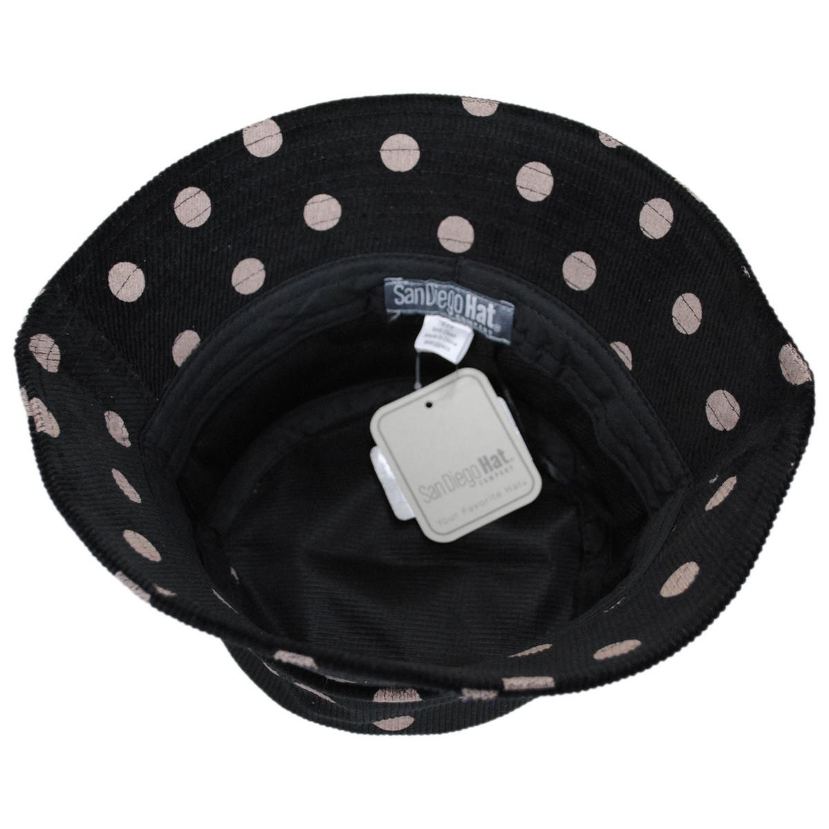 San Diego Hat Company | Kid's Polka Dot Cotton Corduroy Bucket Hat | 508834 | under | BLACK