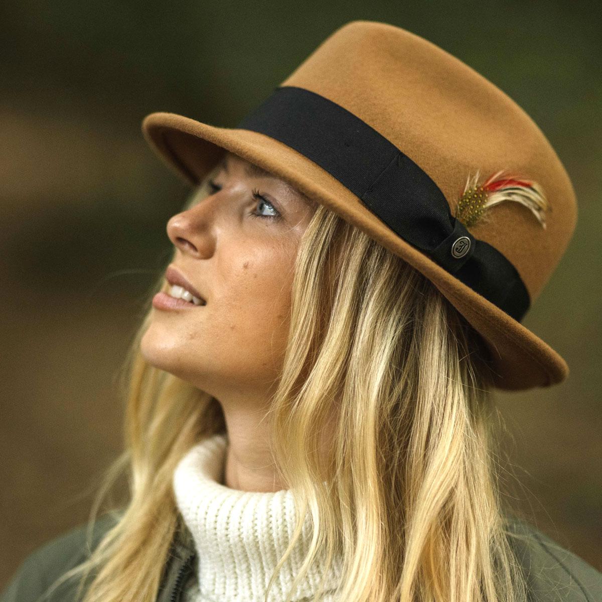 Jaxon Hats | Blues Crushable Wool Felt Trilby Fedora Hat | 132020 | lsfone | PECAN