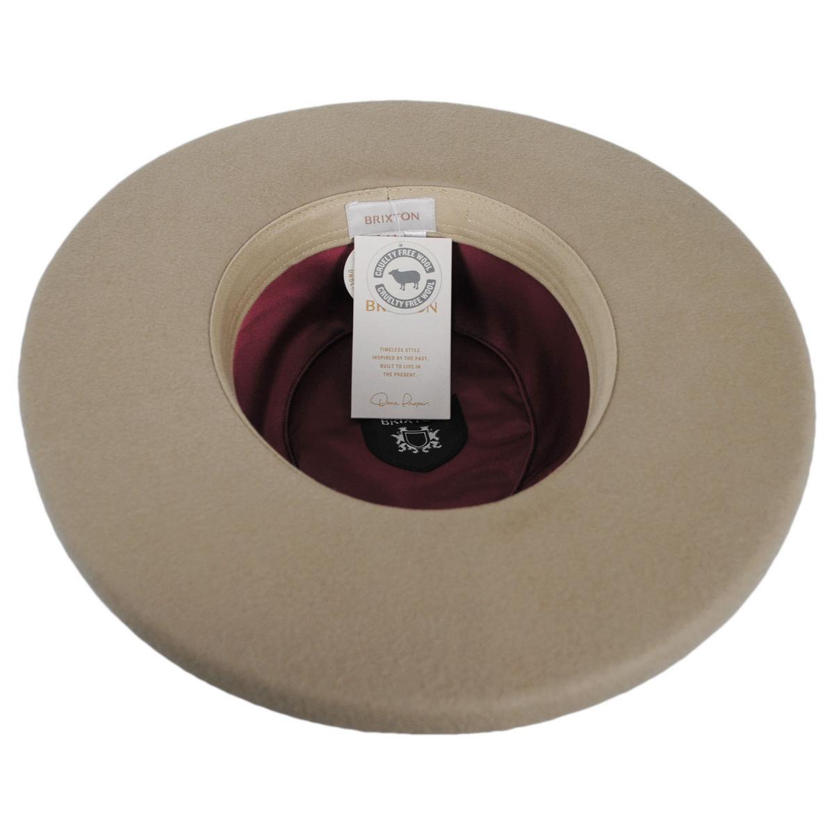 BRIXTON HATS | Victoria Felt Pencil Curl Fedora Hat | 135661 | under | OFF WHITE/OFF WHITE SATIN