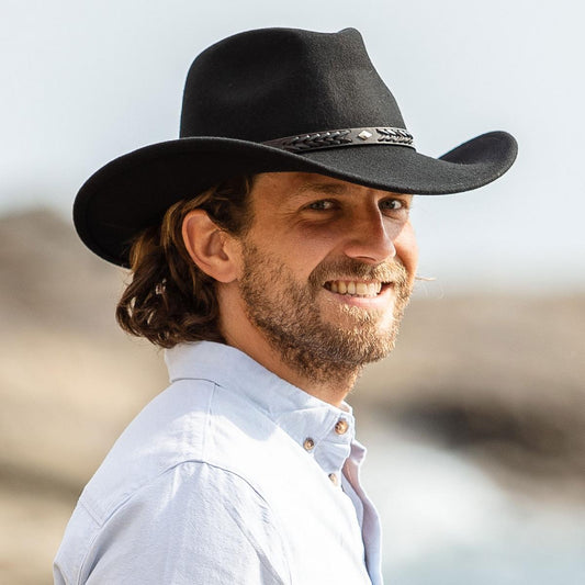 Jaxon Hats | Wyatt Wool Felt Western Cowboy Hat | 135009 | lsmone | BLACK