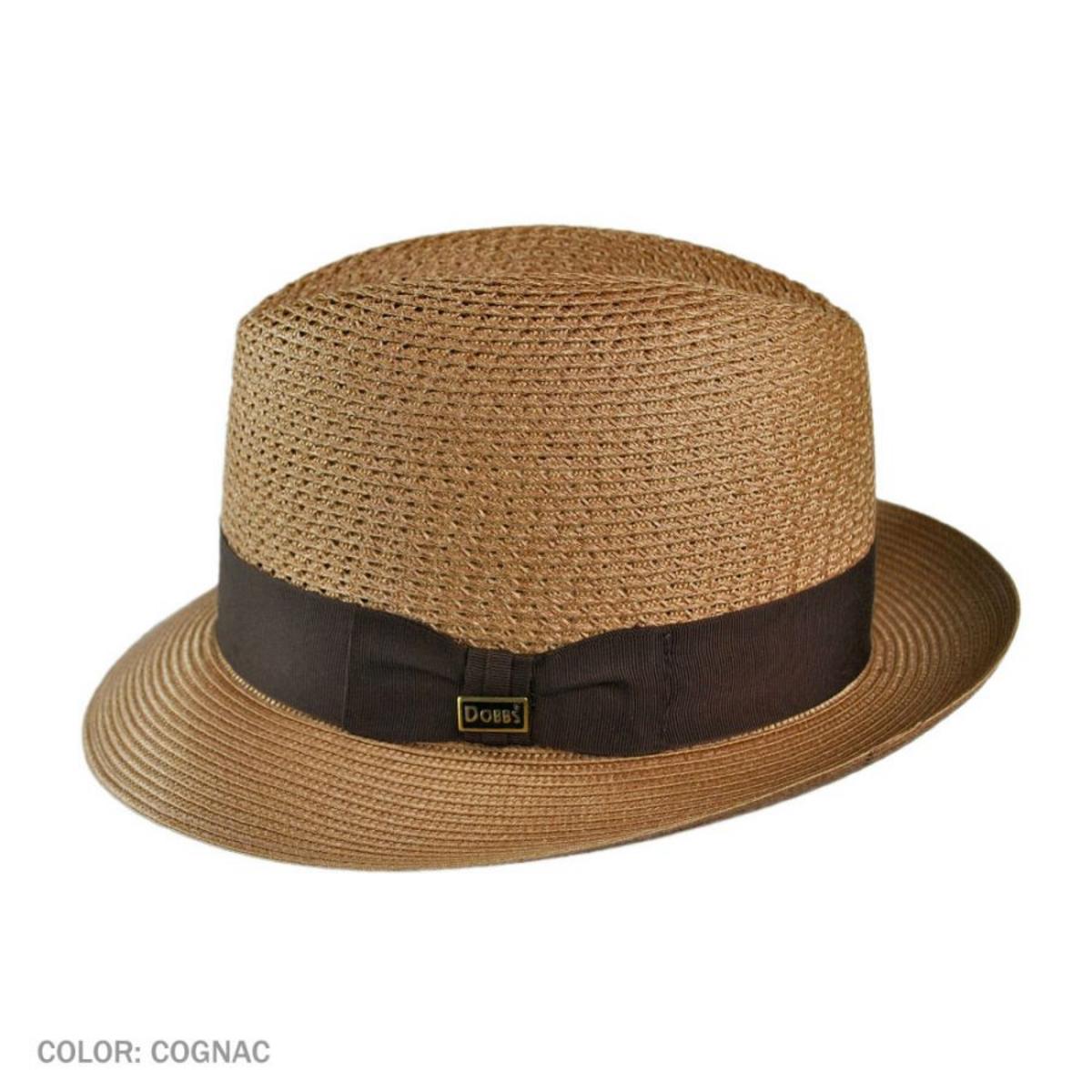 Dobbs | Madison Milan Straw Fedora Hat | 126904 | profile | COGNAC