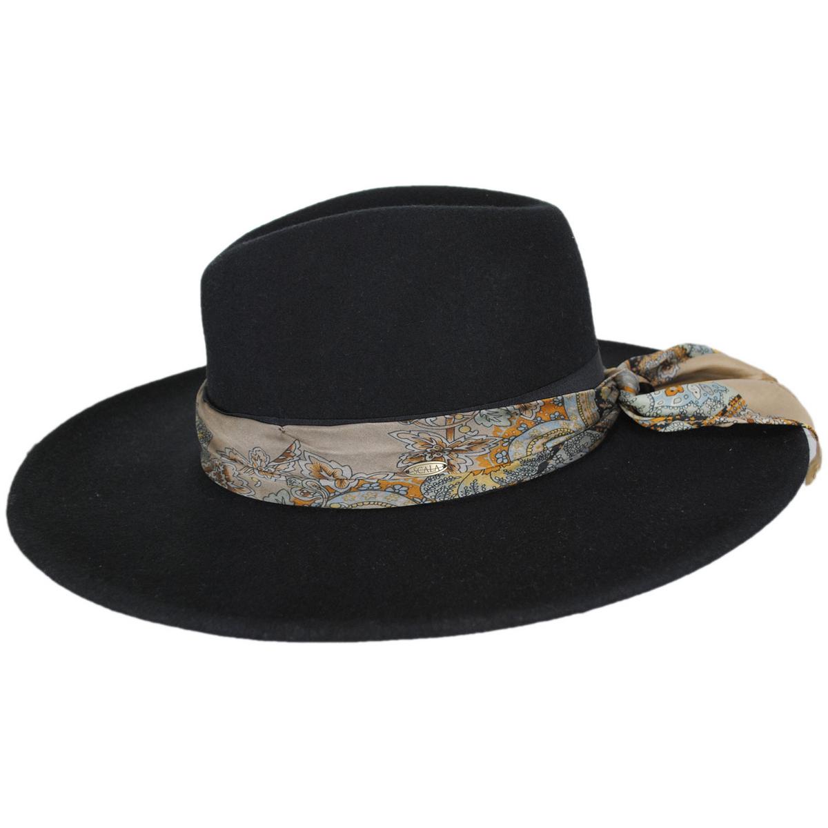 Scala | Rocca Wool Felt Fedora Hat | 123447 | profile | BLACK