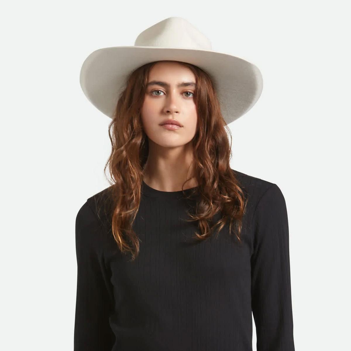 BRIXTON HATS | Marlow Wool Felt Rancher Fedora Hat | 135666 | lsmone | OFF WHITE