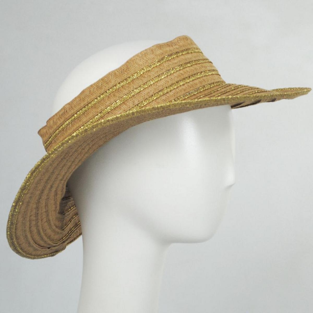 Physician Endorsed | Maddie Toyo Straw Crownless Hat | 102680 | profile | CARAMEL/GOLD