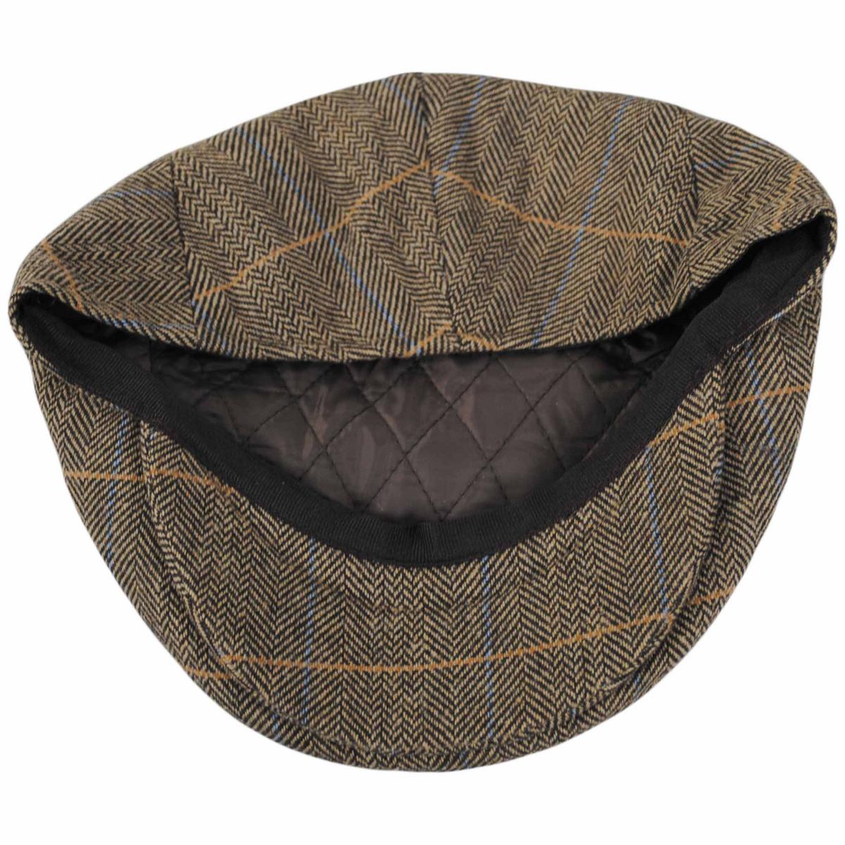 Jaxon Hats | Croydon Herringbone Plaid Wool Blend Ivy Cap | 167748 | under | TAN