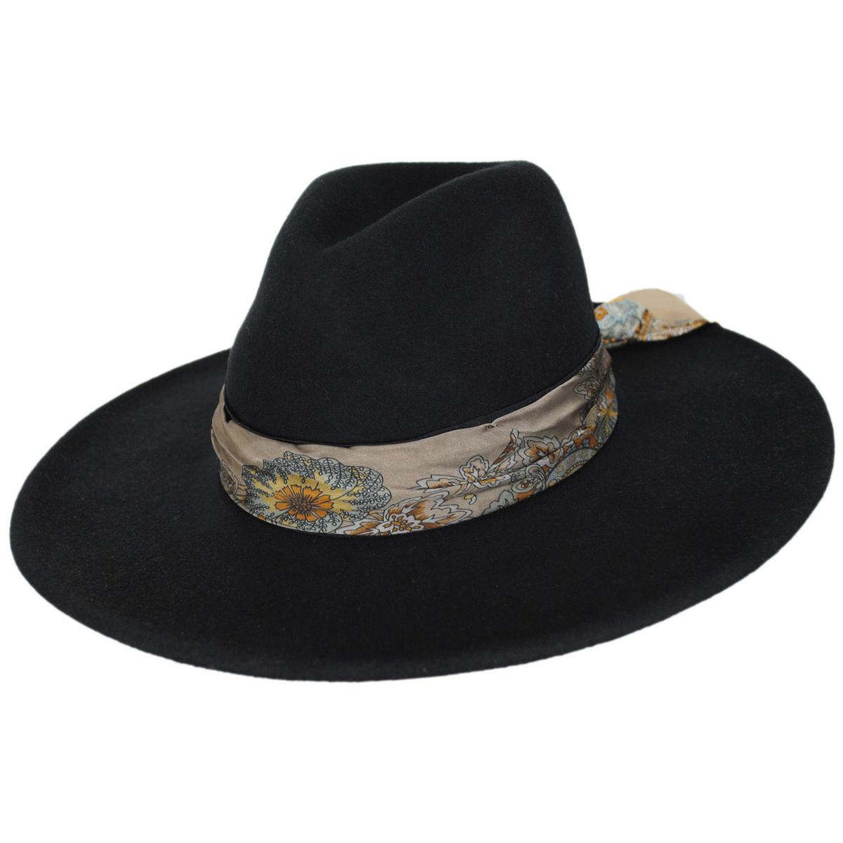 Scala | Rocca Wool Felt Fedora Hat | 123447 | lead | BLACK