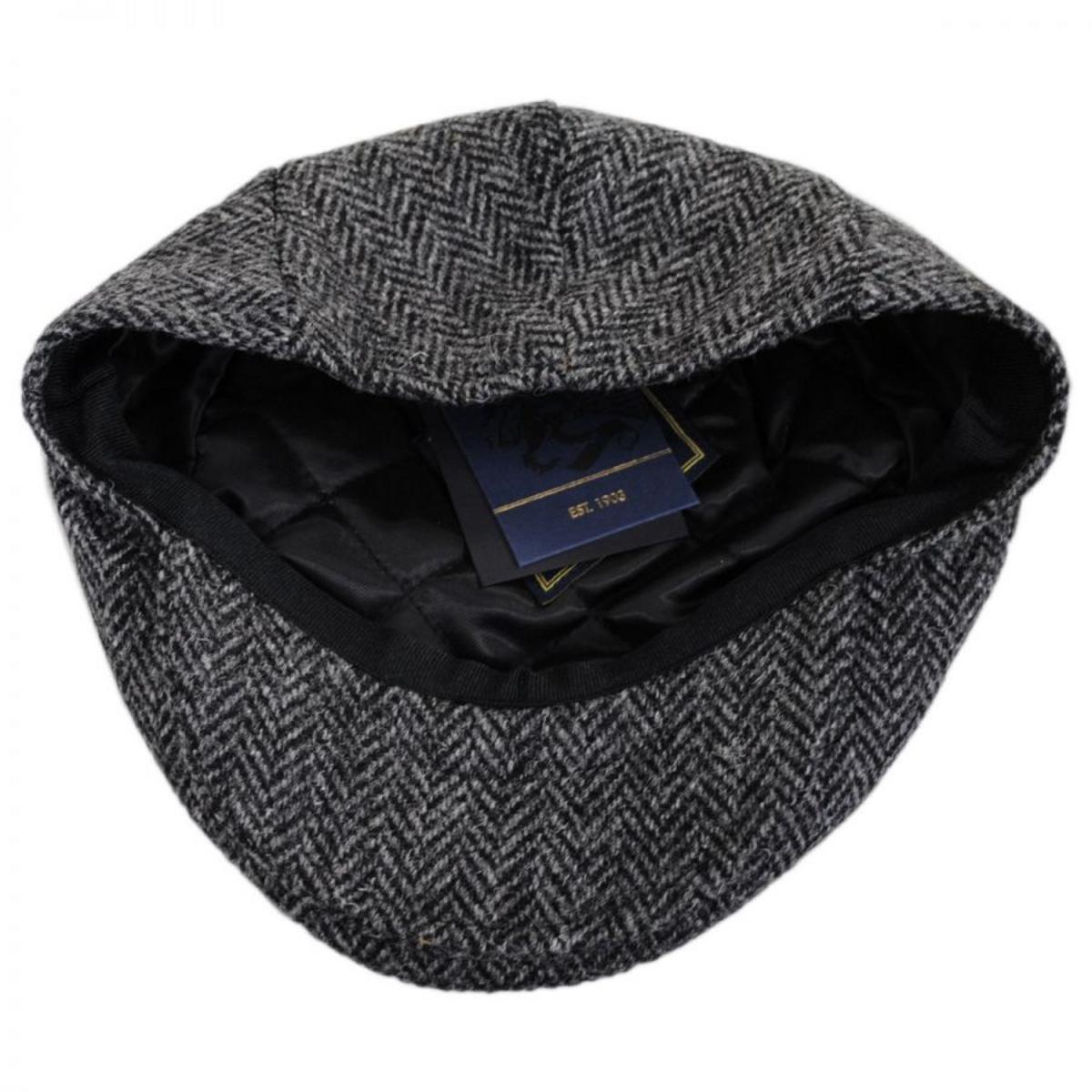 Failsworth | Stornoway Harris Tweed Wool Herringbone Flat Cap - Gray | 177906 | under | GREY