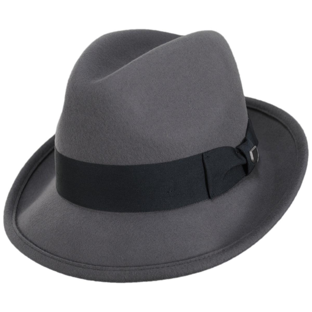 BRIXTON HATS | Horton Convertabrim Packable Wool Felt Fedora Hat | 135670 | lead | GREY/CHARCOAL