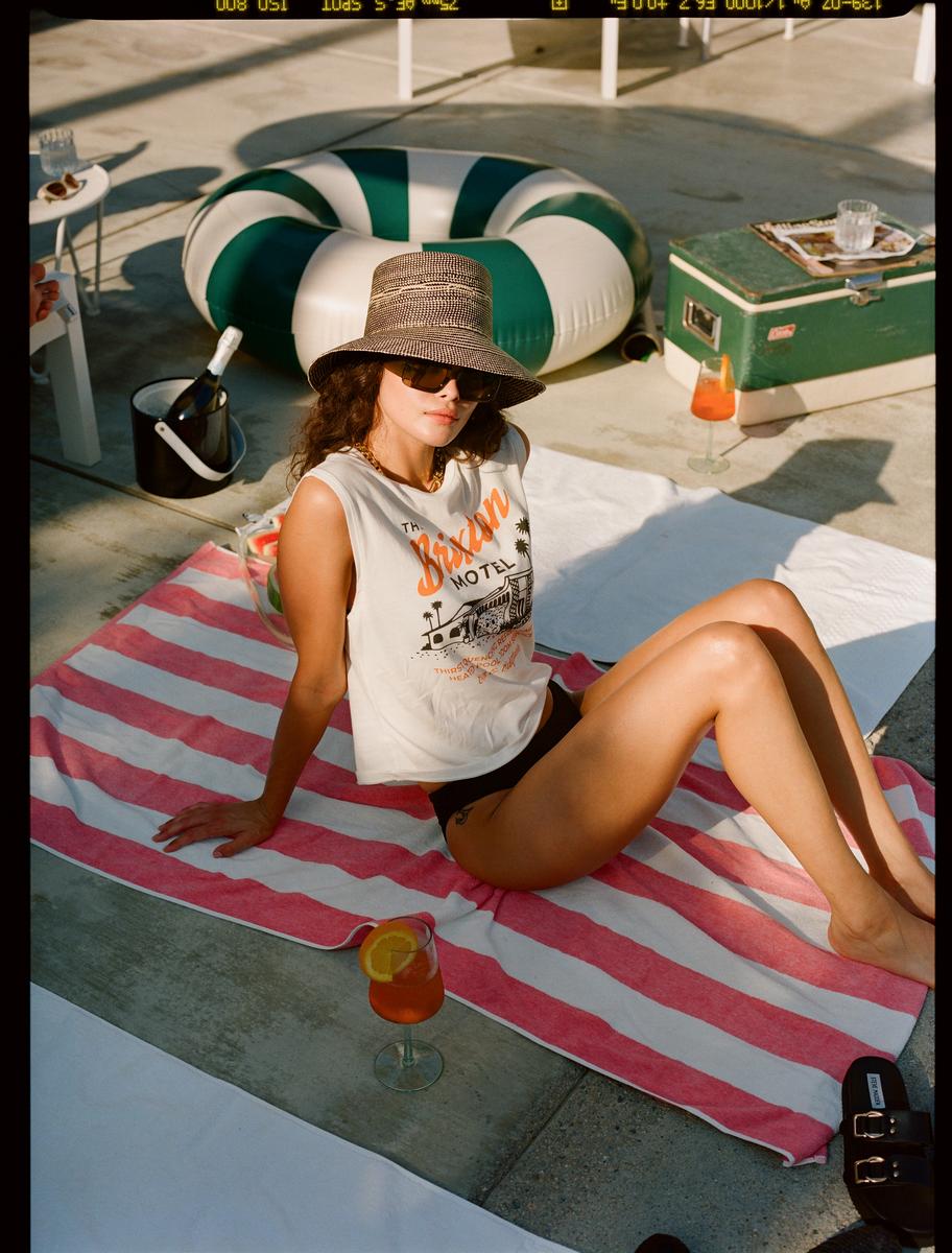 BRIXTON HATS | Lopez Panama Straw Sun Hat | 104052SC | lsfone | CATALINA SAND/BLACK