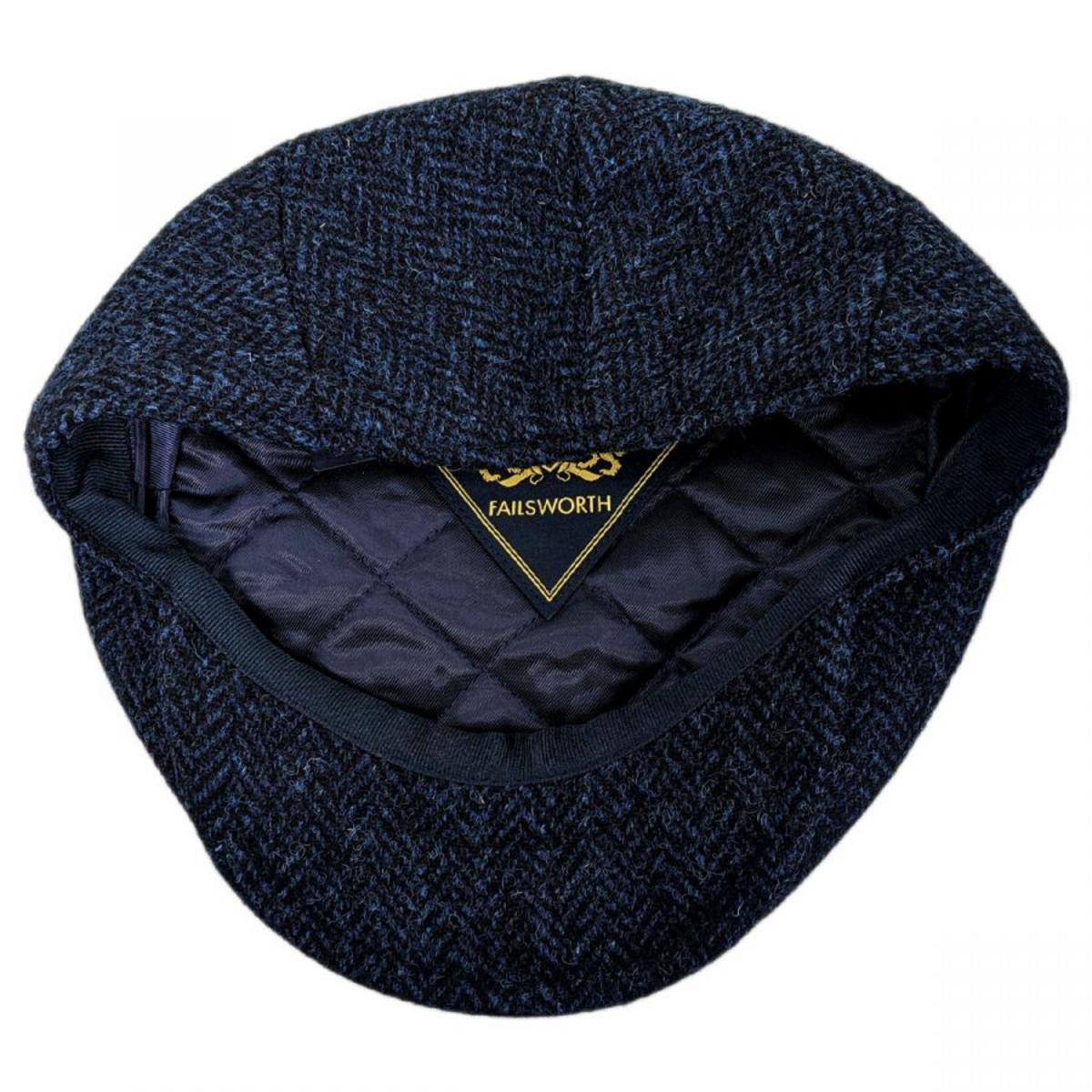 Failsworth | Harris Tweed Herringbone Wool Ivy Cap | 177914 | under | BLUE