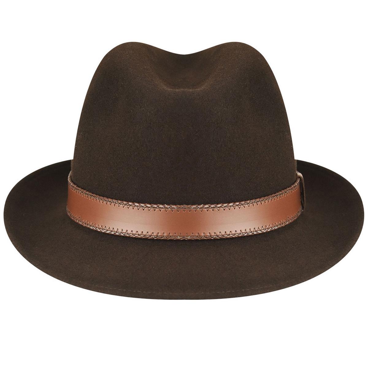 Bailey 1922 | Perry Lanolux Wool Felt Fedora Hat | 130057 | front | WALNUT
