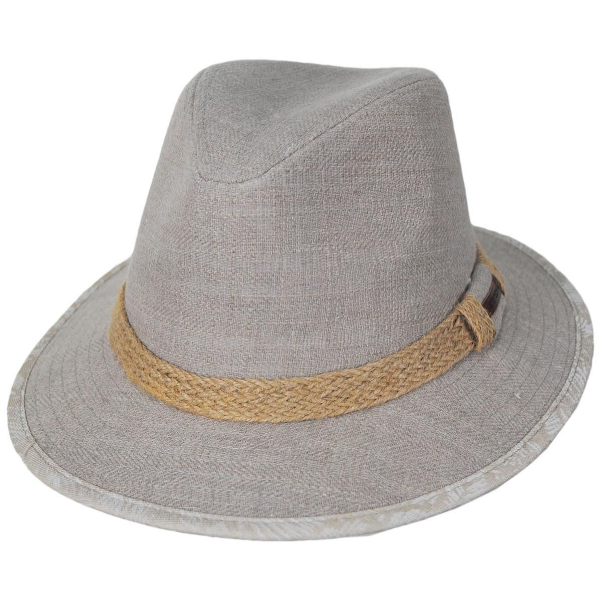 Stetson | Smokey Textured Cotton Safari Fedora Hat | 140181 | lead | KHAKI