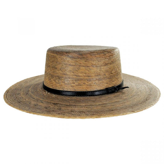 Jeanne Simmons | Palm Straw Boater Hat | 101749 | front | DARK NATURAL