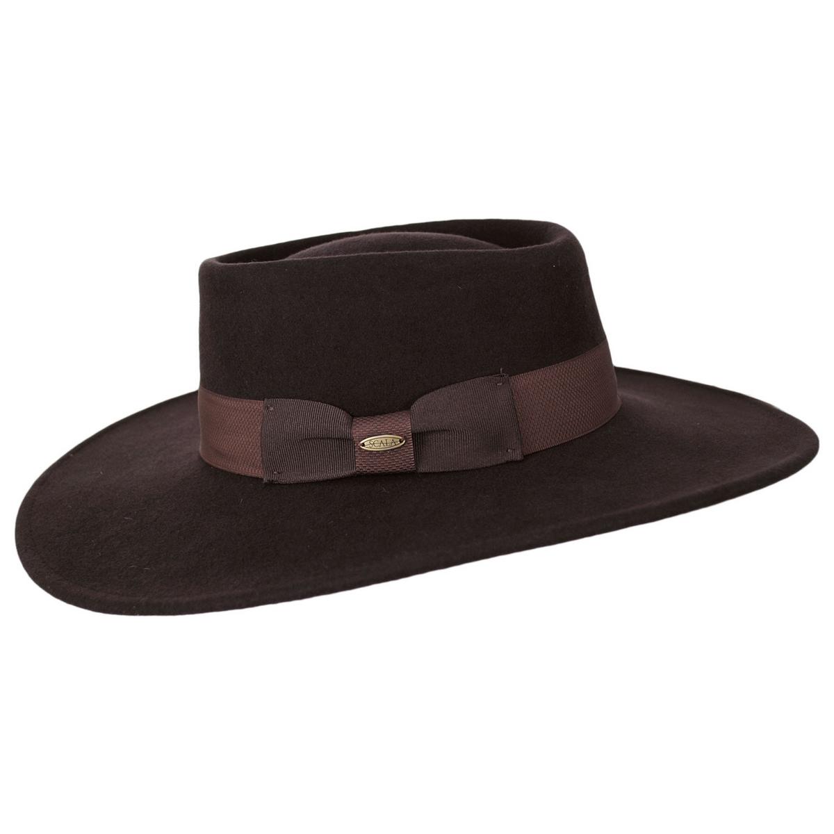 Scala | Hank Wool Felt Gaucho Hat | 130554 | profile | CHOCOLATE