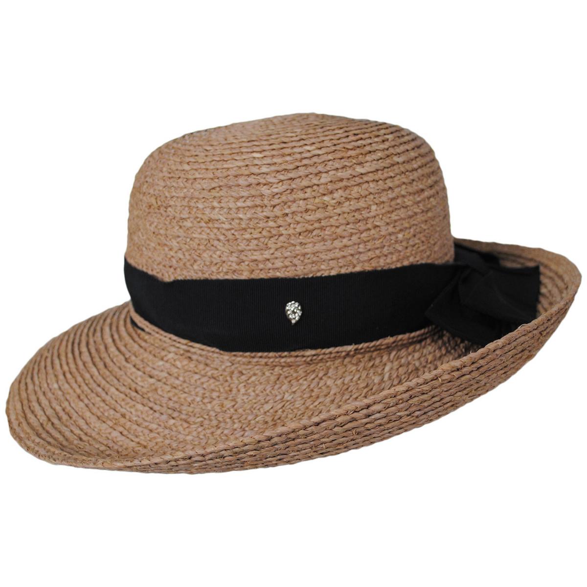Helen Kaminski | Newport Raffia Straw Sun Hat | 120831 | profile | NOUGAT/MIDNIGHT