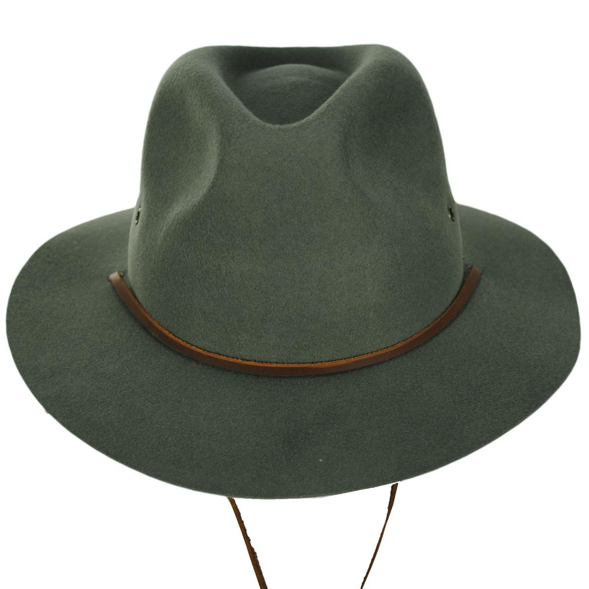 BRIXTON HATS | Wesley Weather Guard Wool Felt Packable Fedora Hat | 135609 | front | LIGHT MOSS