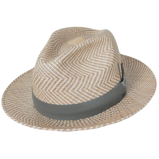 Bailey 1922 | Rene Two-Tone Panama Straw Fedora Hat | 127864 | lead | NATURAL/FLINT GRAY