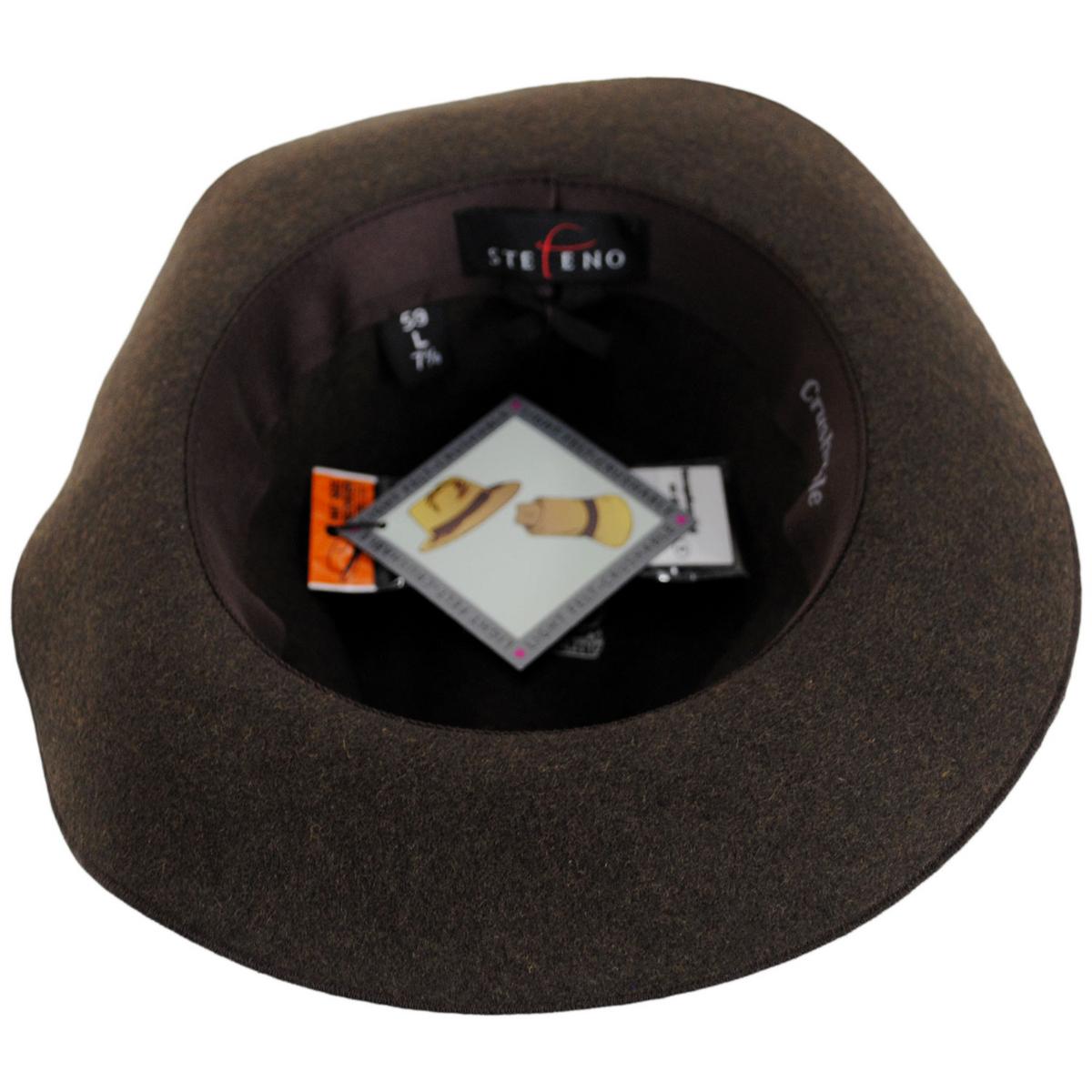 Stefeno Hats | Desmond Crushable Wool Felt Fedora Hat | 136066 | under | BROWN MIX