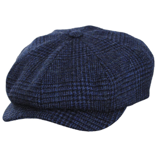 Wigens Caps | Magee Glen Plaid Lambswool Newsboy Cap | 161975 | lead | DARK BLUE