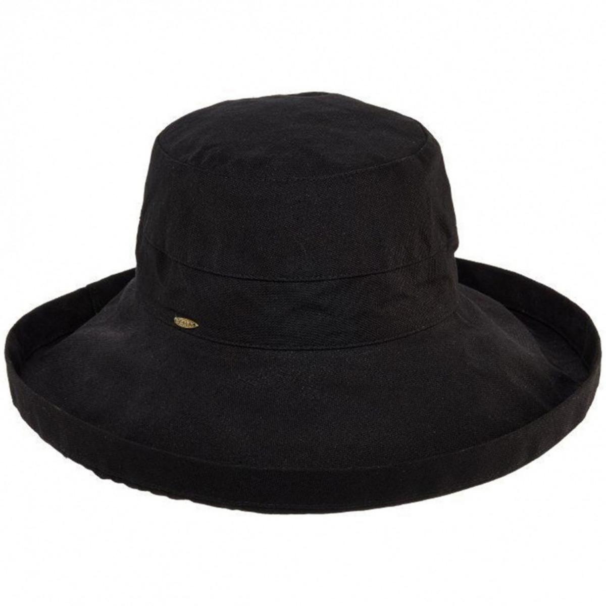 Scala | Lanikai Cotton Sun Hat | 106374 | front | BLACK