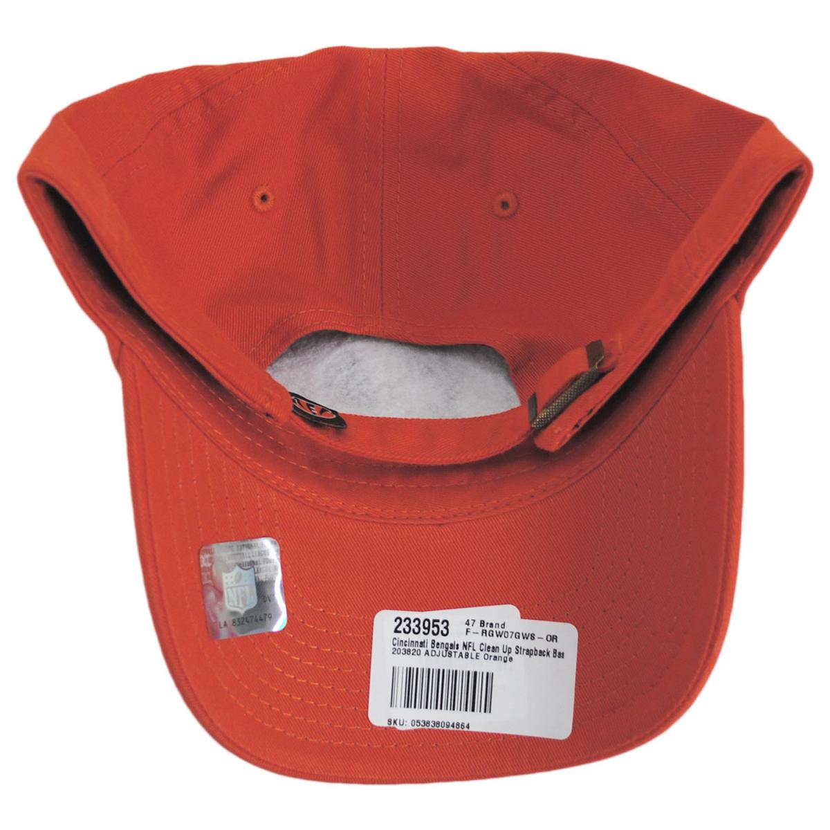 47 Brand | Cincinnati Bengals NFL Clean Up Strapback Baseball Cap Dad Hat | 203820 | under | ORANGE