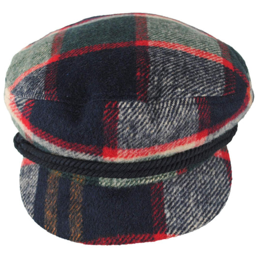 BRIXTON HATS | Plaid Fiddler Fisherman Cap | 181358 | front | NAVY/GREEN/RED/CREAM
