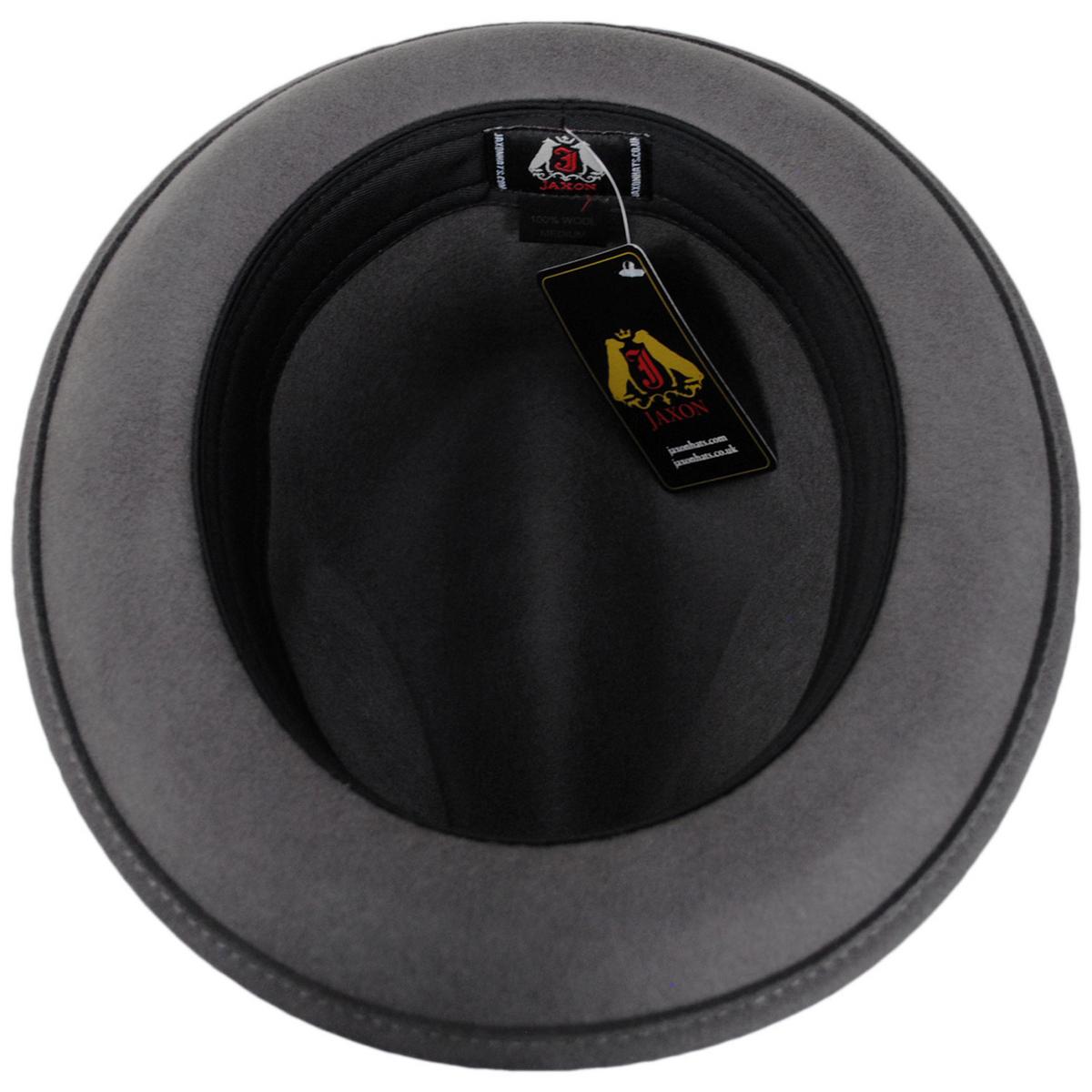 Jaxon Hats | Blues Crushable Wool Felt Trilby Fedora Hat | 132020 | under | GREY