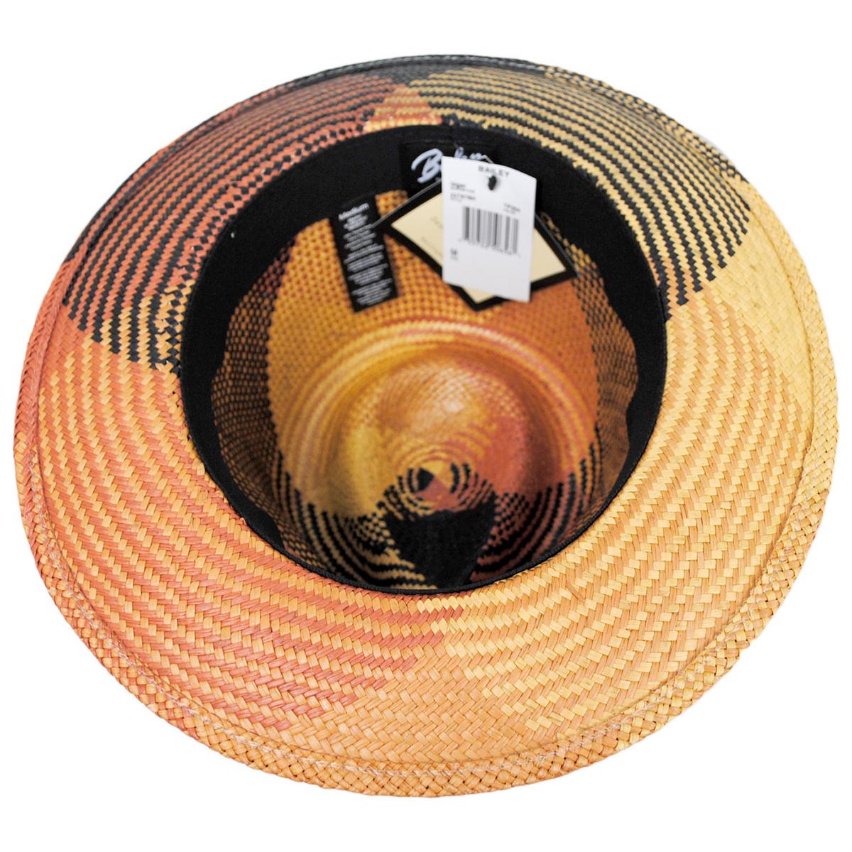 Bailey 1922 | Giger Panama Straw Fedora Hat | 127805 | under | TAN PLAID