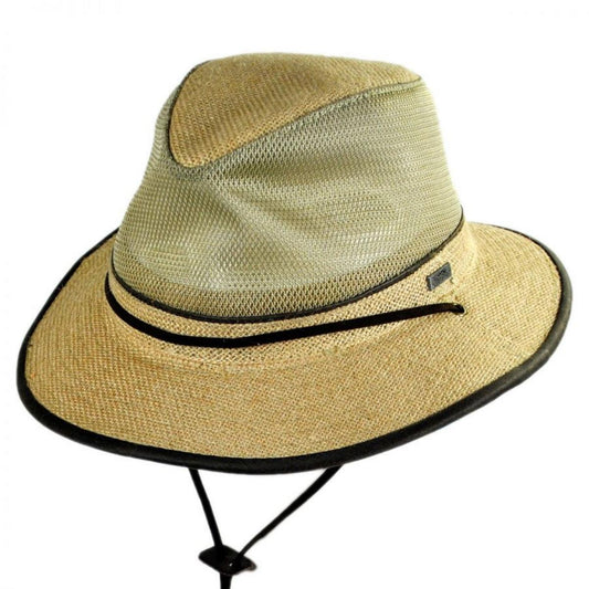 Conner | Mesh Crown Hemp Safari Fedora Hat | 402503 | lead | CAMEL