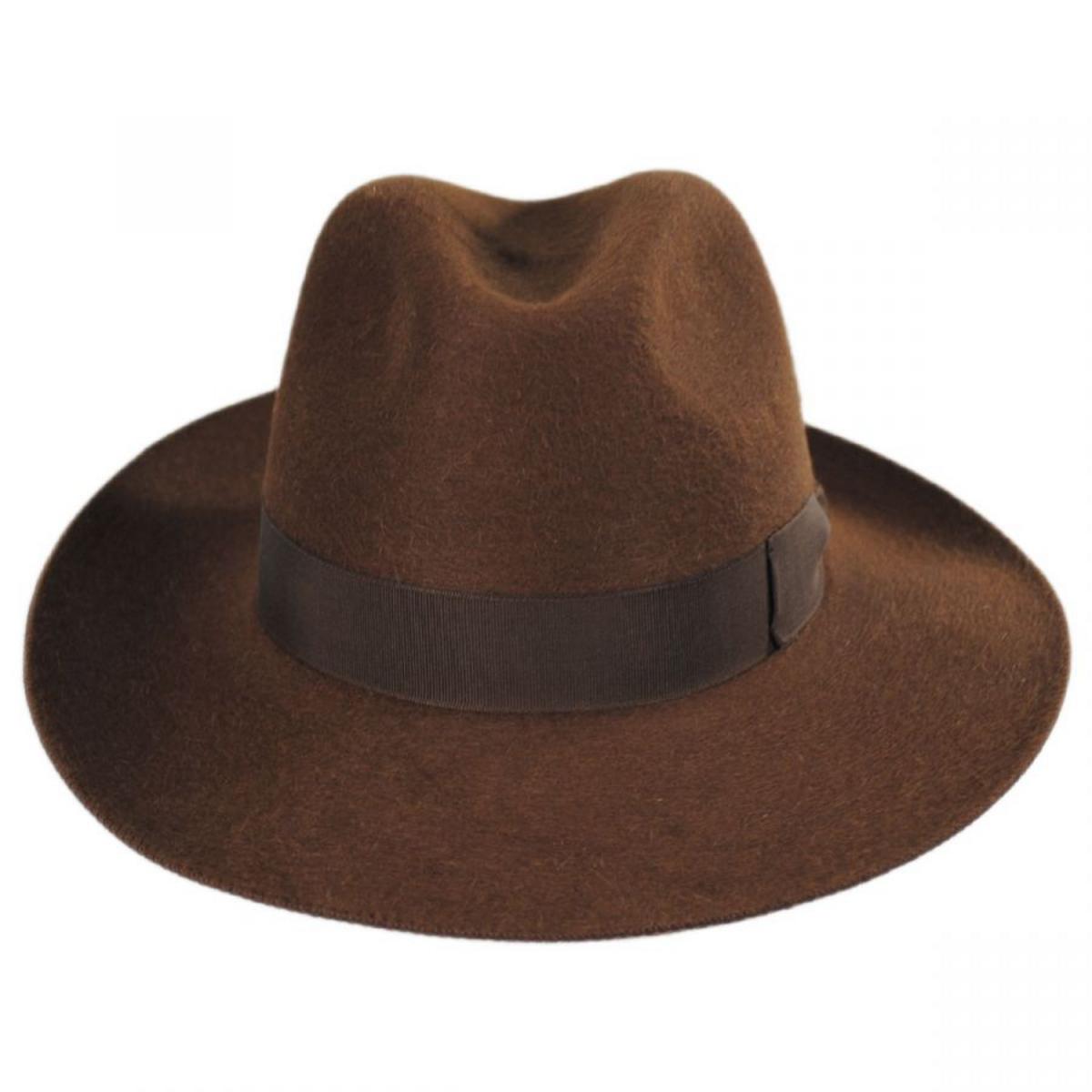 Stefeno Hats | Buck Fur Felt Wide Brim Fedora Hat | 136068 | front | COGNAC