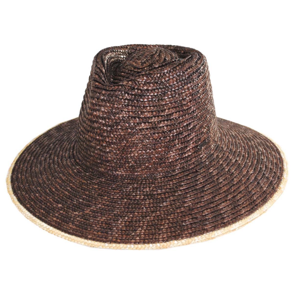 BRIXTON HATS | Joanna Festival Wheat Straw Fedora Hat - Dark Earth/Honey & Honey/Sand