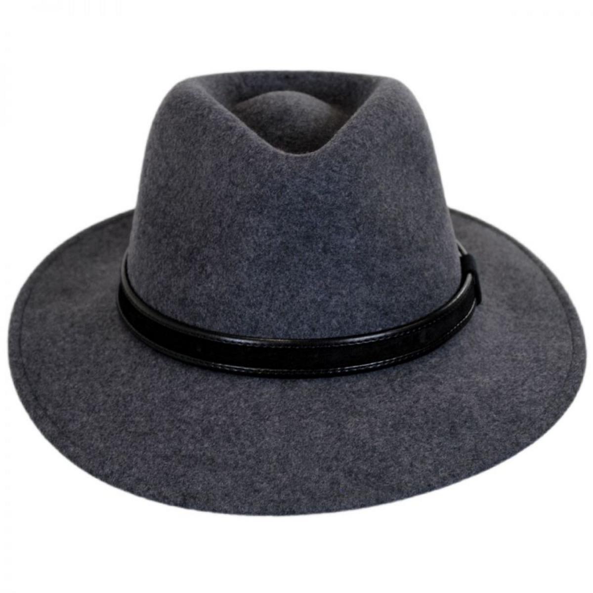 Stefeno Hats | Hiker Wool Felt Safari Fedora Hat | 136062 | front | GREY MIX