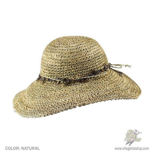 Tropical Trends | Bohemian Seagrass Straw Floppy Sun Hat | 101496 | front | NATURAL
